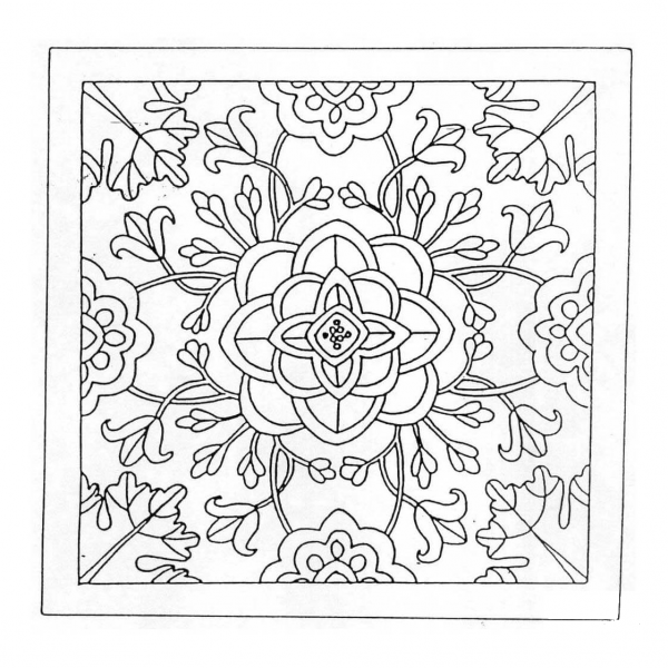 Mandala with Flowers coloring page image