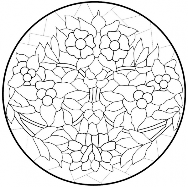 Mandala with Flowers coloring page image