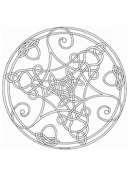 Mandala with Knotwork coloring page image