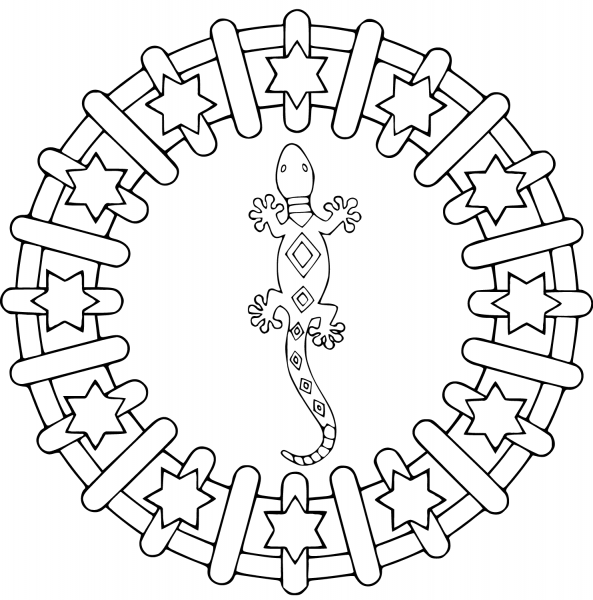 Mandala with Lizard coloring page image