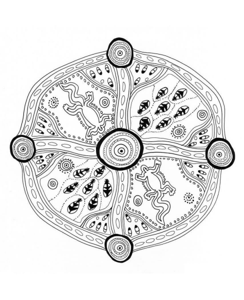 Mandala with Lizards and Bugs coloring page image
