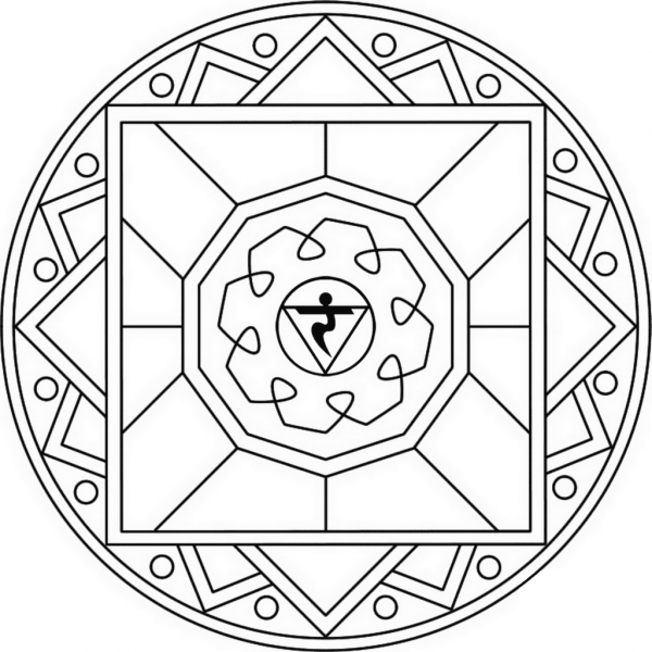 Mandala with Manipura Symbol coloring page image
