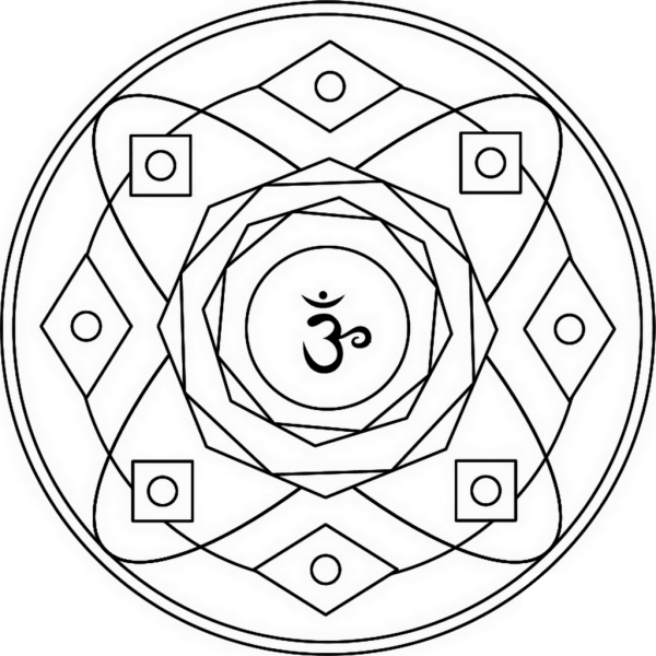Mandala with Sahasrara Symbol coloring page image
