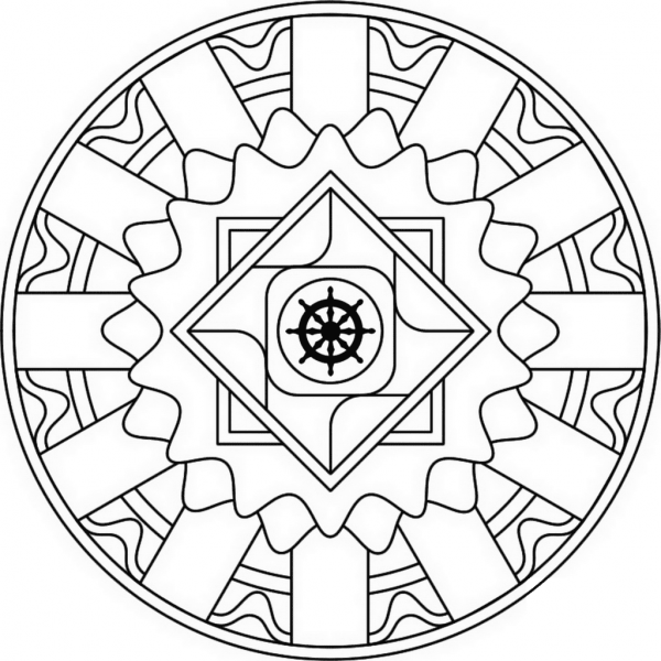 Mandala with Samsara coloring page image