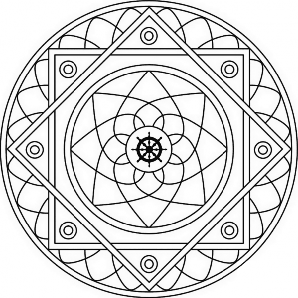 Mandala with Samsara coloring page image