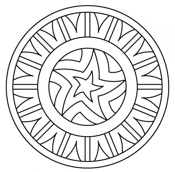 Mandala with Star Pattern coloring page image