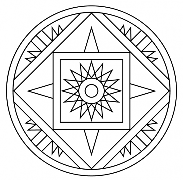 Mandala with Star Pattern coloring page image