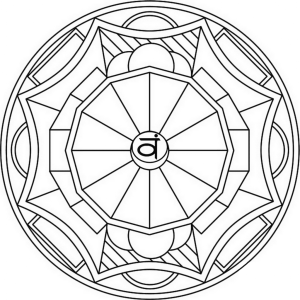 Mandala with Svadhisthana Symbol coloring page image