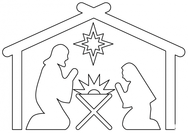 Manger scene outline coloring page image