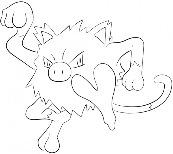 Mankey coloring page image