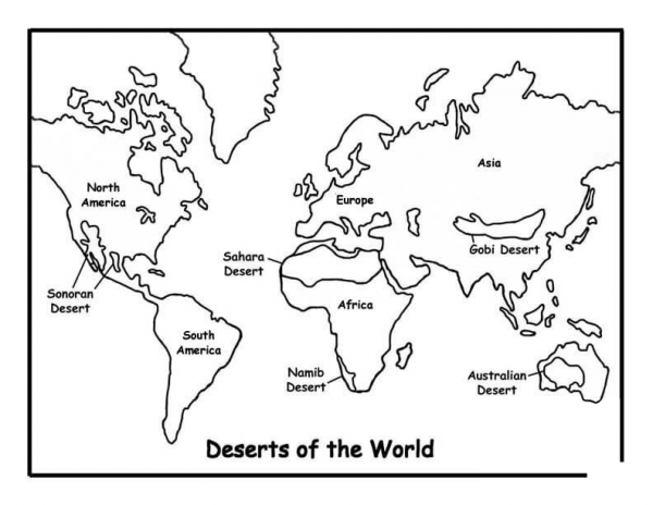 Map Of Deserts  coloring page image