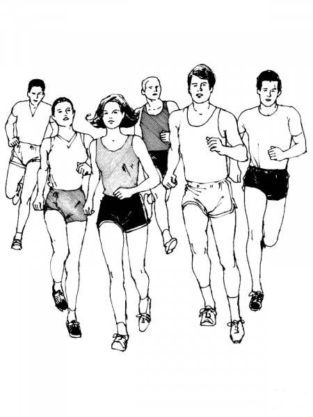 Marathon Runners coloring page image