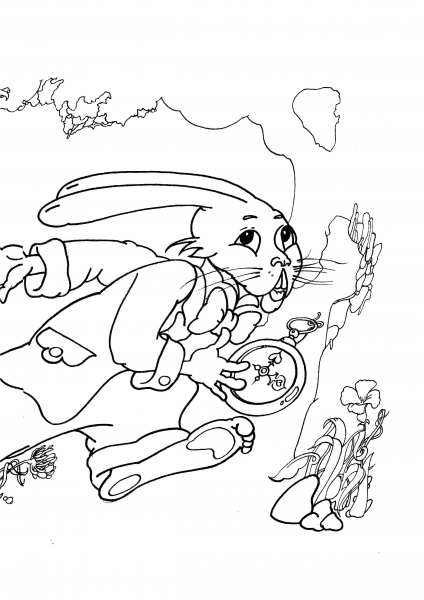 March Hare Hurries Up  coloring page image