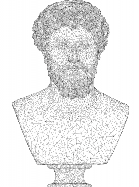 Marcus Aurelius Bust 3D Wireframe coloring page image