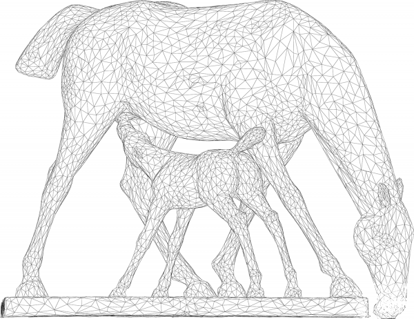 Mare and Calf 3D Wireframe coloring page image