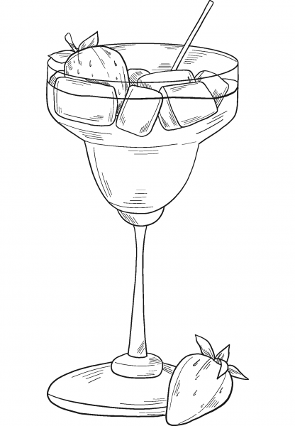 Margarita with Strawberry coloring page image