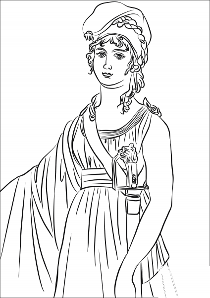 Marianne Wearing Bonnet Rouge coloring page image