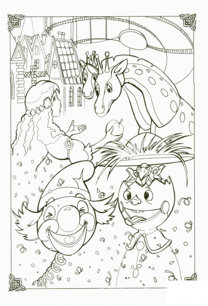 Marie With Magical Characters  coloring page image