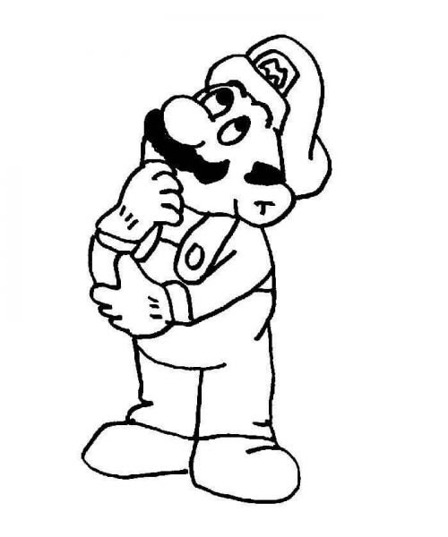 Mario In His Thoughts  coloring page image
