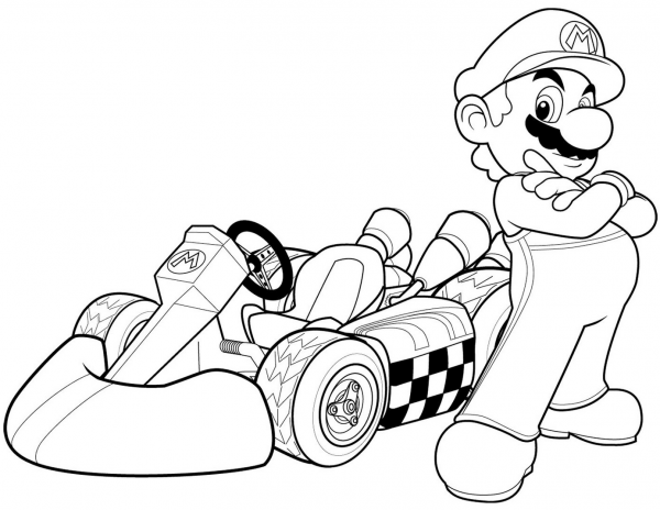 Mario in Mario Kart Wii coloring page image