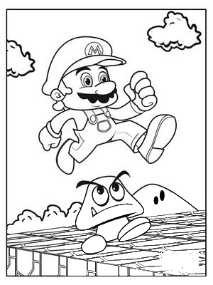 Mario Is Running coloring page image