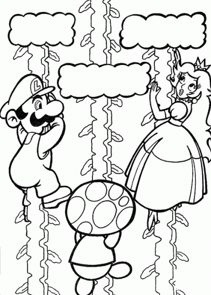 Mario Is Saving Princess coloring page image