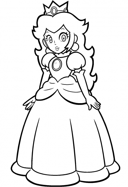 Mario Princess Peach coloring page image