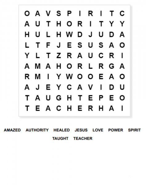Mark 1.21 Word Search coloring page image
