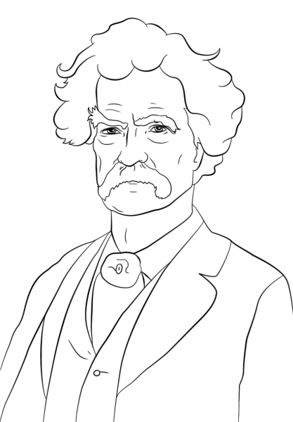 Mark Twain coloring page image
