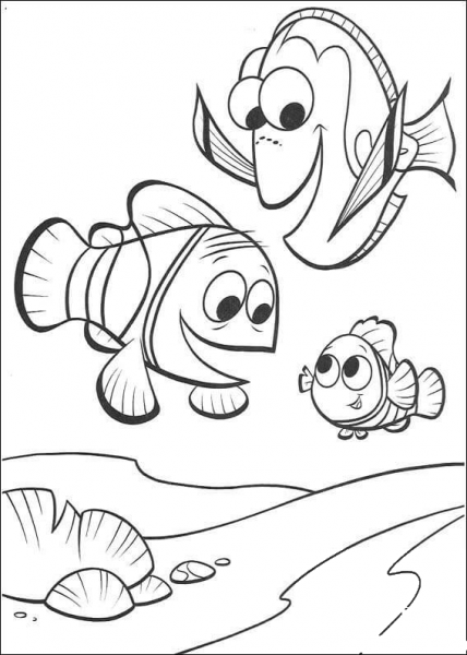Marlin, Dory, Nemo  coloring page image