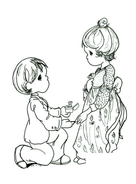 Marriage proposal coloring page image
