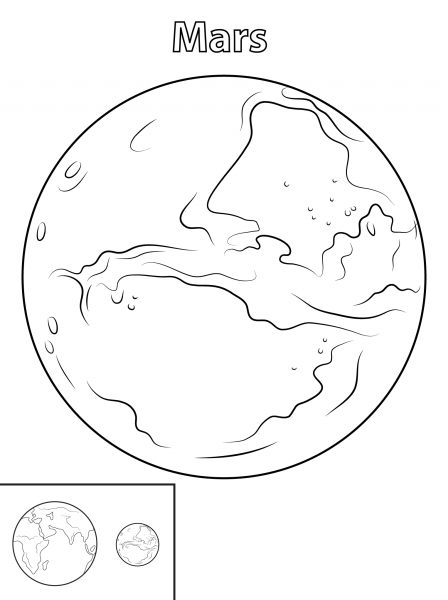 Mars Planet coloring page image