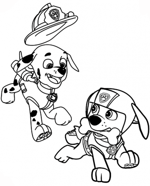Marshall and Zuma coloring page image