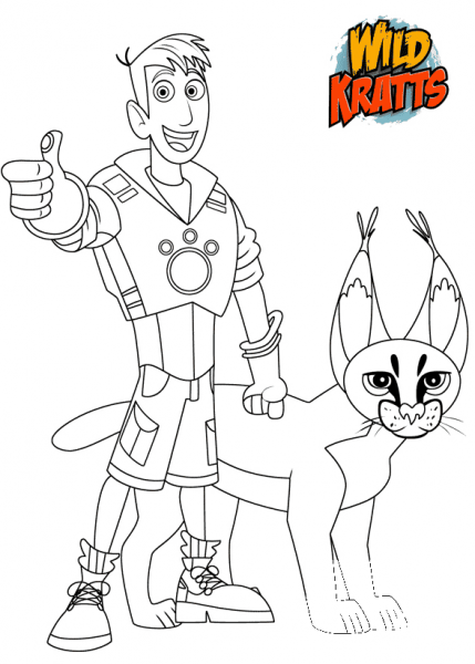 Martin Krat and Caracal coloring page image