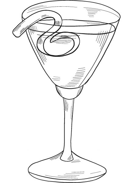Martini Glass coloring page image