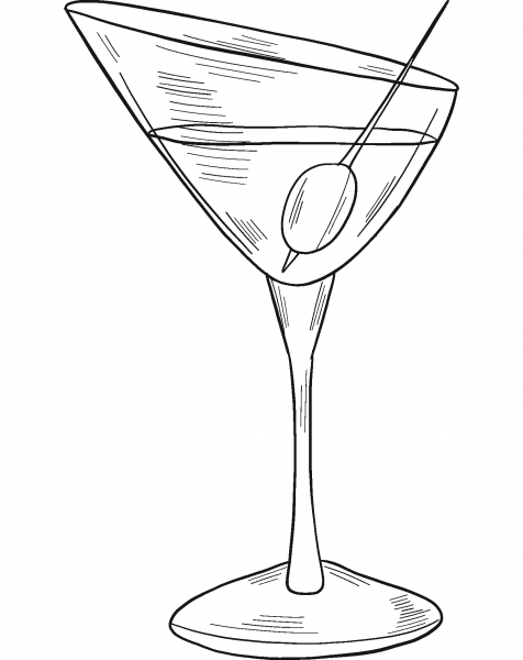 Martini Glass coloring page image