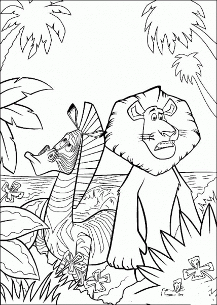 Marty and Alex Lost In the jungle coloring page image