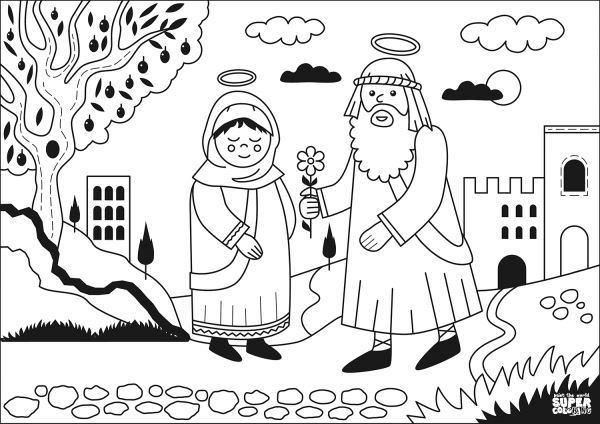 Mary and Joseph coloring page image