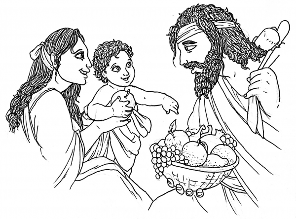 Mary Jesus Christ and Joseph in Nazareth coloring page image