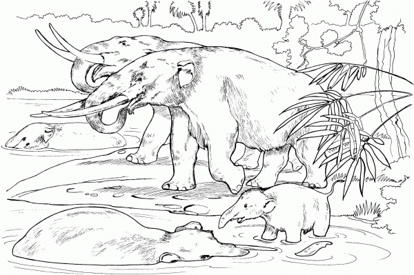 Mastodons coloring page image