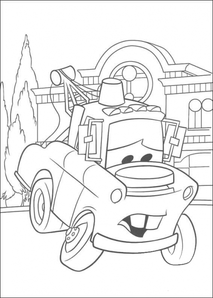 Mater Looks Sad  coloring page image