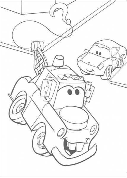 Mater with McQueen coloring page image