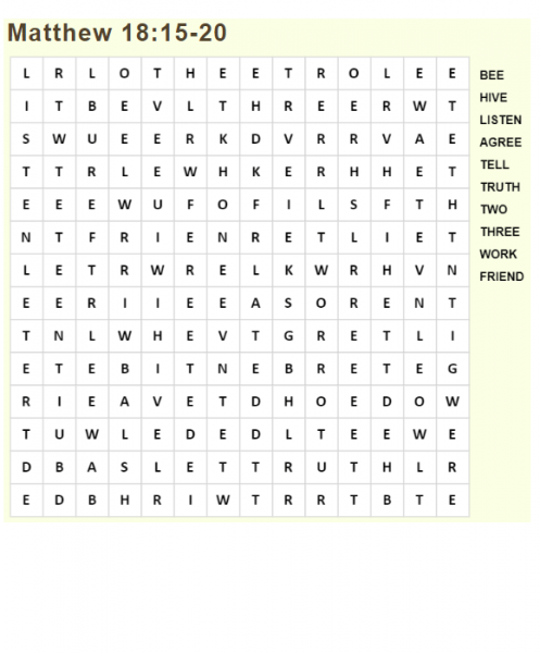 Matthew 18.15 Word Search coloring page image