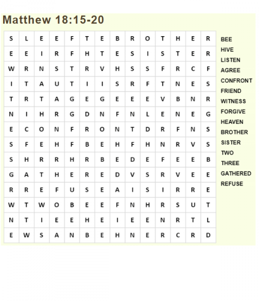 Matthew 18.15 Word Search coloring page image