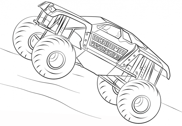 Maximum Destruction Monster Truck coloring page image