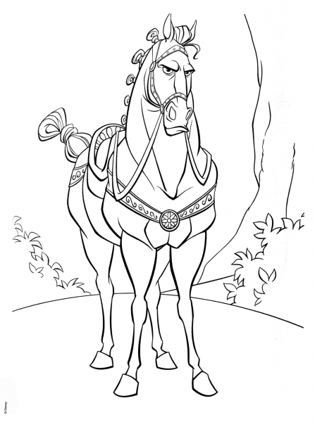 Maximus is Looking for Flynn Rider coloring page image