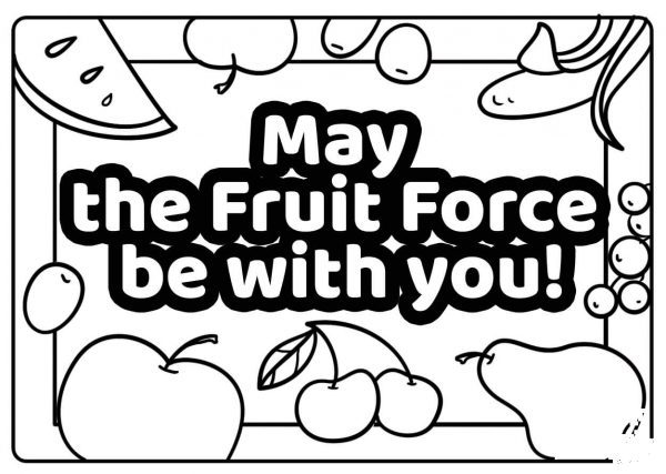 May the Fruit Force Be with You – Encouraging Notes with Fruits coloring page image