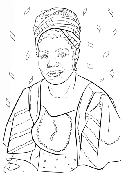 Maya Angelou coloring page image