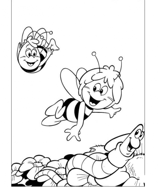 Maya Is Flying With Willy  coloring page image