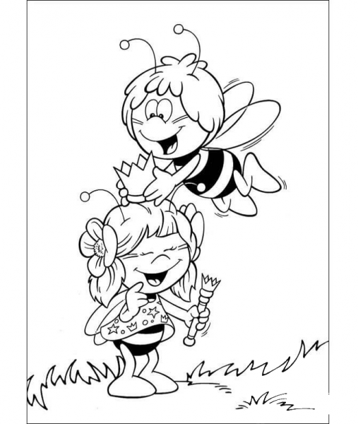 Maya With Her Friend  coloring page image